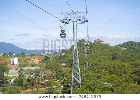 Da Lat, Vietnam - December 28, 2015: View Of The Cable Car Of 