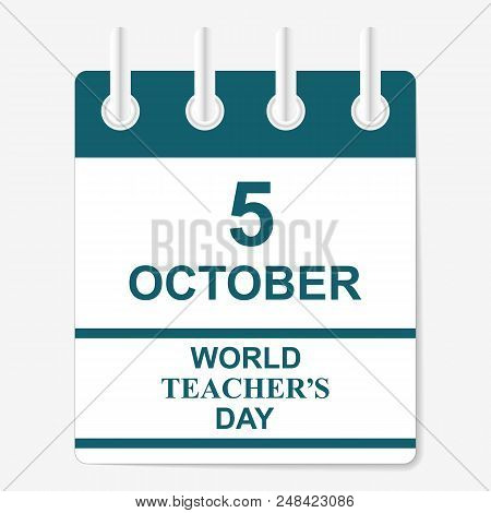 World Teacher's Day 5 October. Calendar Sheet.