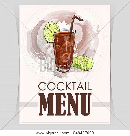 Vector Flyer, Cover Menu With A Cuba Libre Cocktail Image