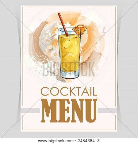 Vector Flyer, Cover Menu With A Screwdriver Cocktail Image