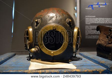 
Diving equipment of the 19th century.Halden Channel Museum.Jyly 2,2018. Orje,Norway