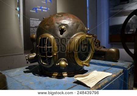 
Diving equipment of the 19th century.Halden Channel Museum.Jyly 2,2018. Orje,Norway