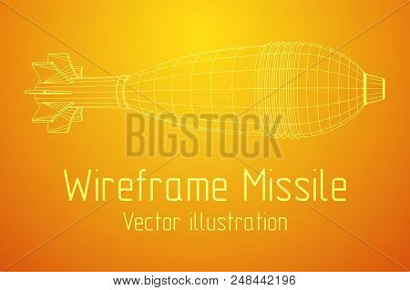 Missile, Nuclear Bomb Or Mortar Mine Wireframe Low Poly Mesh Vector Illustration
