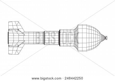 Missile, Nuclear Bomb Or Mortar Mine Wireframe Low Poly Mesh Vector Illustration