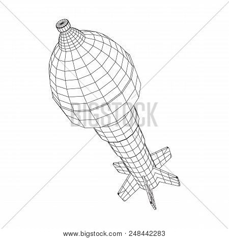Missile, Nuclear Bomb Or Mortar Mine Wireframe Low Poly Mesh Vector Illustration