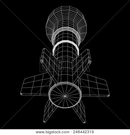 Missile, Nuclear Bomb Or Mortar Mine Wireframe Low Poly Mesh Vector Illustration