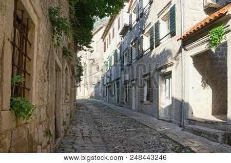 Ancient Cobblestone Street. Montenegro, Town Of Risan, Gabela Street
