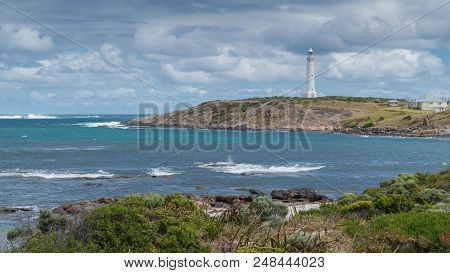 Lighthouse On Cape Leeuwin With Panoranic View Over The Coastline At The Most Southwestern Point Of 