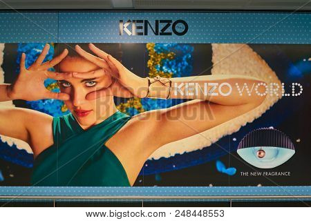 WARSAW, POLAND - CIRCA NOVEMBER, 2017: Kenzo AD in Warsaw Chopin Airport.