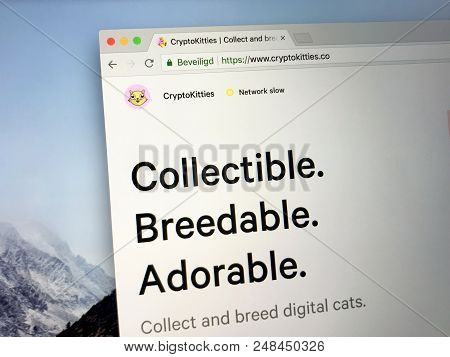 Amsterdam, The Netherlands - July 7, 2018: Website Of Cryptokitties, A Blockchain Based Virtual Game