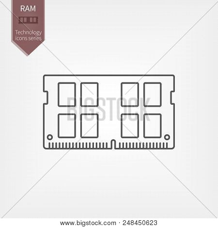 Ddr4 Ram Line Icon. Laptop Memory Board In Flat Design