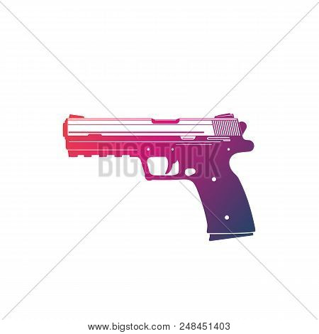 Modern Pistol Isolated On White, Eps 10 File, Easy To Edit