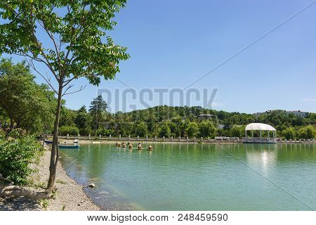 The Green Shores Of The Mountain Lake Abrau