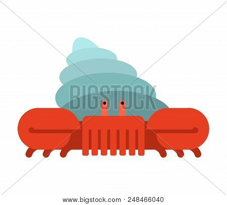 Crab Hermit  Isolated. Crab In Shell. Marine Animal Vector Illustration