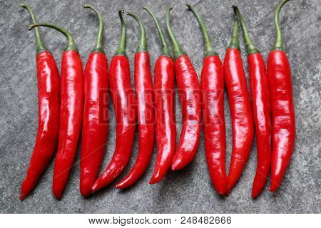 Red Chili, With A Texture Cement Background