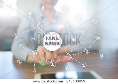 Fake News Warning On The Virtual Screen