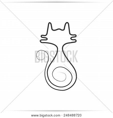 One Line Design Silhouette Of Wild Cat.hand Drawn Minimalism Style. Illustration