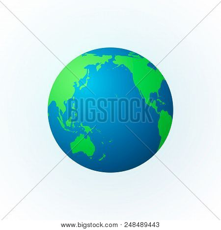 Earth In The Form Of A Globe. Earth Planet Icon. Colored World Map. Vector Illustration Isolated On 