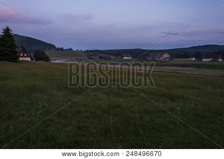 Evening View On The Mountain Landscape With The Dominant Hill. The Area 