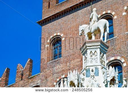 Italy, Verona, Detail Of The Scaligeri Tombs In The Old Town