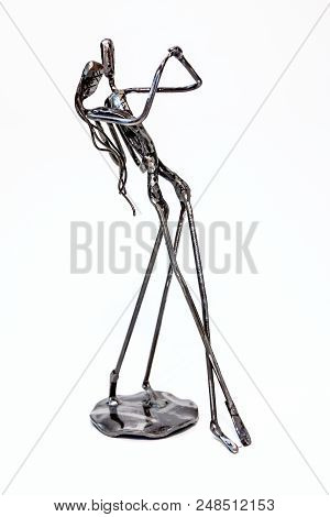 Figures Of Performers Made With Welded Black Metal Wire. Dancers Are Dancing Stylish With Sexy Passi