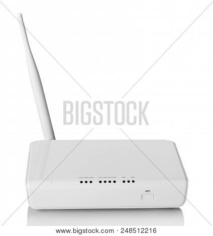 Wi-fi Router With Wps Function, Isolated On White Background