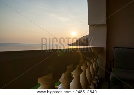 Sunset Cliff View Form Hotel Room In Korfu, Greece