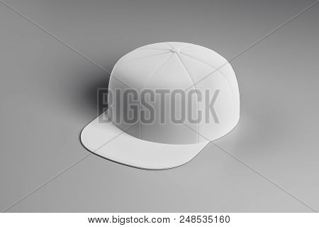 White Blank Snapback On Abstract Background. 3d Rendering