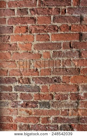 Grunge Dark Red Brick Wall Old Vintage Styler Stone Texture Background. Abstract Brick Stone Pattern