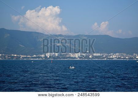 Gelendzhik, Russia - June 27, 2018: The View Of The Town And Markotkh Ridge From The Sea
