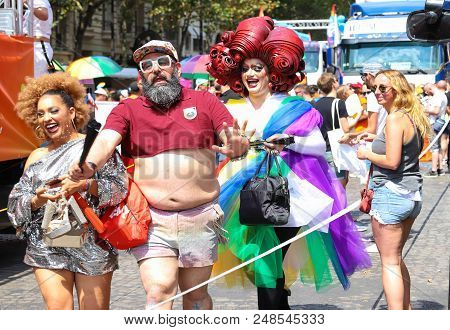 Paris, France-june 30, 2018 : The Participants Of Gay Pride Parade At Concorde Place In Paris, Franc