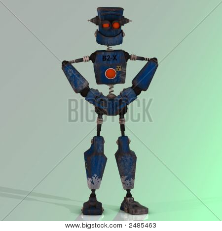 Kreslený Robot s expresivní emocí v obličeji