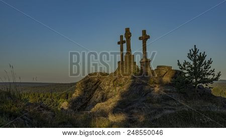 Slavkovsky Les Mountains In Summer Sunny Nice Morning Near Krizky Area