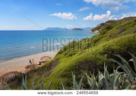 Gerakas Beach On Zakynthos Island, Greece. Protected Nesting Site Of Caretta Caretta Turtle.