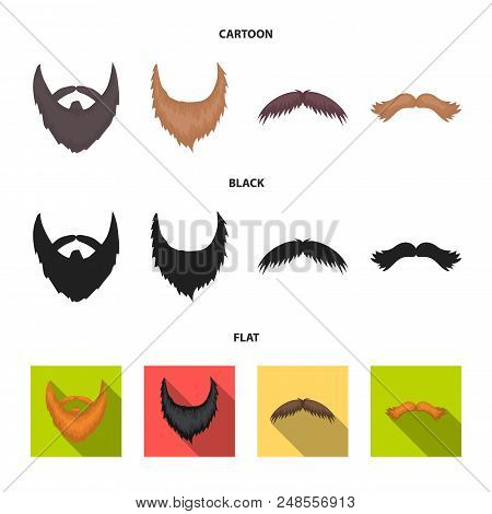 Mustache And Beard, Hairstyles Cartoon, Black, Flat Icons In Set Collection For Design. Stylish Hair