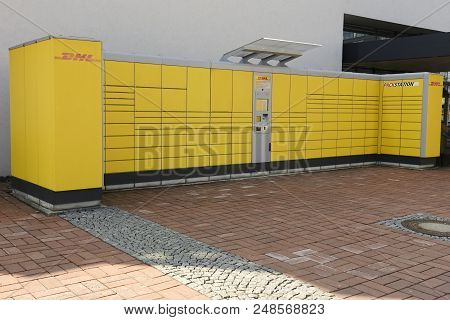 Wetzlar - March 25, 2018: Dhl Pack Station. The Chain Of Autonomous Postal Points For Self-receipt A