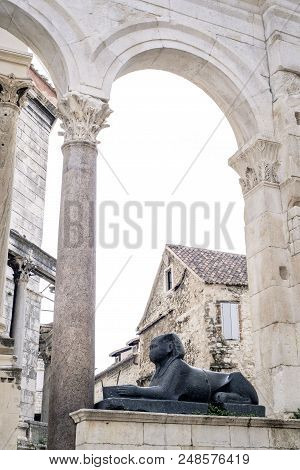 Palace Diocletian View Of Antient Building, Split, Croatia, Touristic Concept