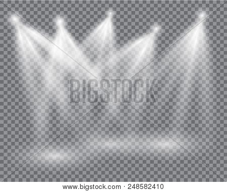 Realistic Led Lights From Projector. Bright Lighting With Spotlights. Photometric Effects With Trans
