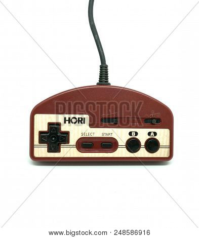 Bangkok, Thailand - March 31, 2017 : Old Hori Controller Isolated On White Background. Illustrative 
