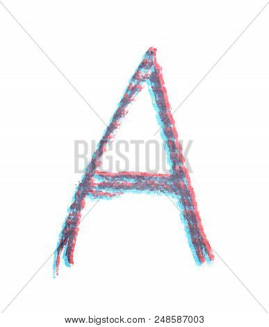 Single Hand Drawn With The Chalk A Letter Isolated Over The White Background