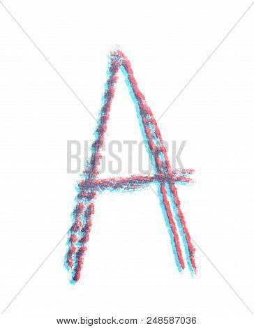 Single Hand Drawn With The Chalk A Letter Isolated Over The White Background