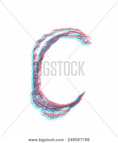 Single Hand Drawn With The Chalk C Letter Isolated Over The White Background