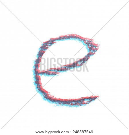 Single Hand Drawn With The Chalk E Letter Isolated Over The White Background