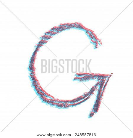 Single Hand Drawn With The Chalk G Letter Isolated Over The White Background