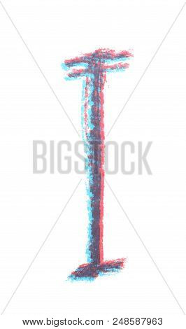 Single Hand Drawn With The Chalk I Letter Isolated Over The White Background