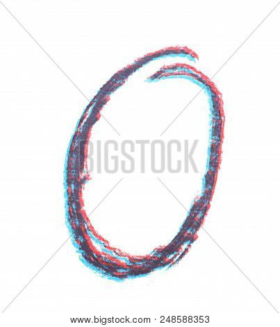Single Hand Drawn With The Chalk O Letter Isolated Over The White Background