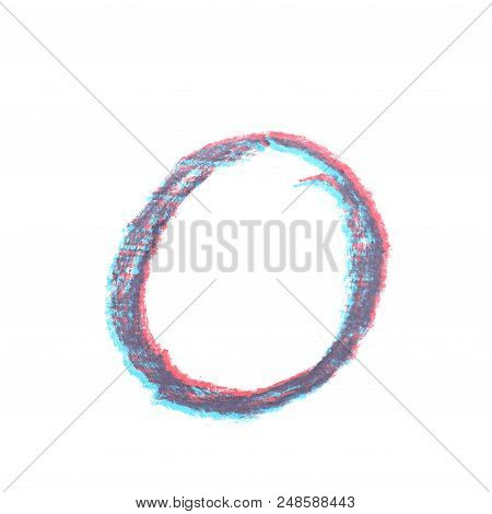 Single Hand Drawn With The Chalk O Letter Isolated Over The White Background