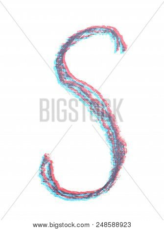 Single Hand Drawn With The Chalk S Letter Isolated Over The White Background