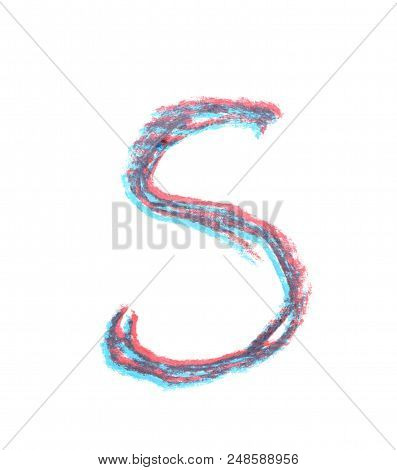 Single Hand Drawn With The Chalk S Letter Isolated Over The White Background