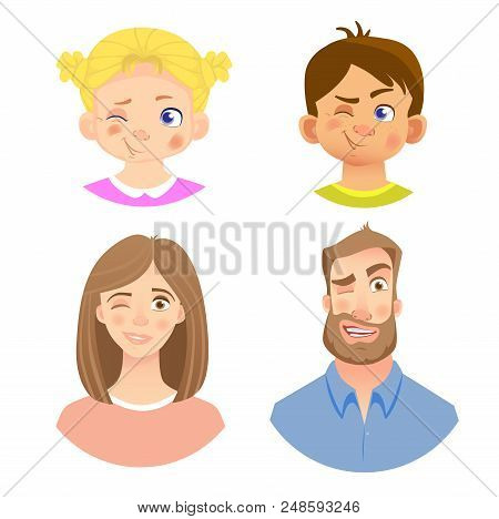Emotions Of Human Face. Set Of Avatars With Different Emotions. Illustration